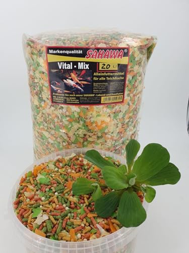 Teichsticks Vital Teich Mix für Gartenteichfische mit Gammarus 20 L = 2,1 Kg+ Muschelblume 10-15 cm Teichpflanze
