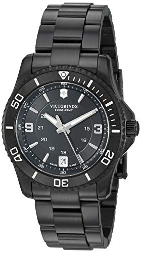 Victorinox Swiss Army Damen Maverick kleine Armbanduhr, Schwarzes Zifferblatt, schwarzes PVD-Edelstahl-Armband