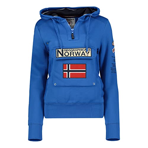 Geographical Norway GYMCLASS Lady – Damen-Sweatshirt, Kapuze, Känguru-Taschen, lässig, langärmlig, warm, Kapuzenjacke, Sport-Top (Königsblau, XL – Größe 4)