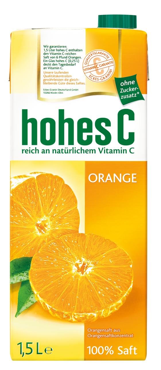 Hohes C Orangensaft ohne Fruchtfleisch, 8er Pack (8 x 1,5 l Packung)