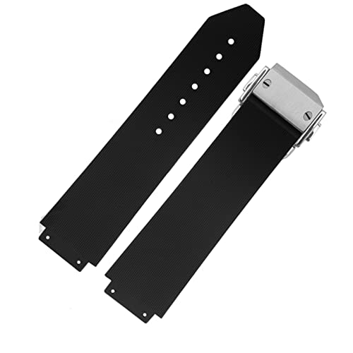CZKE Für Hublot-Armband BIG BANG authentisches Armband Edelstahl Schnallenfreies Werkzeug neues schwarzes Silikon Herren Gummi-Armband 25 * 19