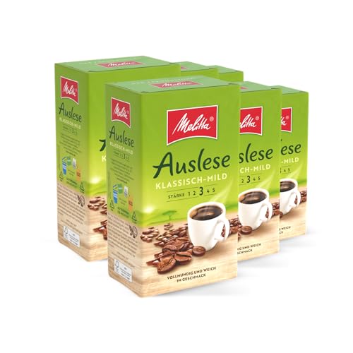 Melitta Gemahlener Röstkaffee, Filterkaffee, vollmundig und mild, Stärke 3, Auslese Klassisch Mild, 6er Pack (6 x 500 g)