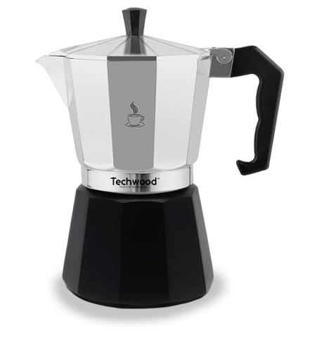 Techwood Mokka-Kaffeemaschine aus Aluminium – 9 Tassen für einen reichhaltigen und vollmundigen Kaffee, kompatibel mit allen Herdarten