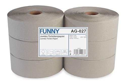 Funny AG-027 Jumbo-Toilettenpapier, 1-lagig, Recycling, Durchmesser 28 cm (6-er Pack)