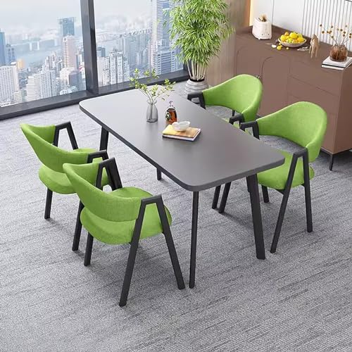 zxhrybh Moderner Mid-Century-Esstisch für 4 Personen, Business-Hotel-Couchtisch mit Stuhl, Küchen-Akzent-Tisch-und Stuhl-Set für das Wohnzimmer (Color : Green, Size : Gray Table)