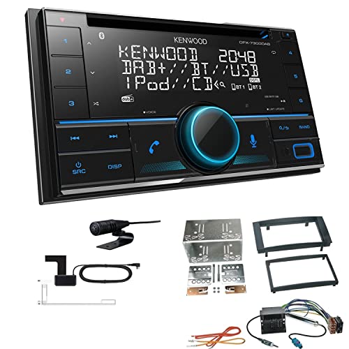 Kenwood DPX-7300DAB 2-DIN Autoradio mit Bluetooth Digitalradio DAB+ USB CD passend für Volkswagen VW T5 Transporter 2003-2015 rechtwinklig, schwarz ohne Canbus