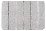 WENKO Badteppich Steps Light Grey, 60 x 90 cm - Badematte, rutschhemmend, außergewöhnlich weiche und dichte Qualität, Polyester, 60 x 90 cm, Hellgrau