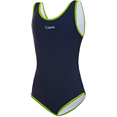 Zagano Badeanzug Mädchen - badeanzüge für Mädchen -swimsuite for Girls - Bademode für Mädchen, Badeanzug Kinder UV-beständig Schwimmanzug Kinder blau Gr. 128