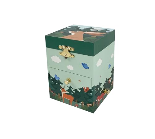 Trousselier S13401 Spieluhr mit 3 Schubladen Hase im Wald-Farbe: Grün, Rosa