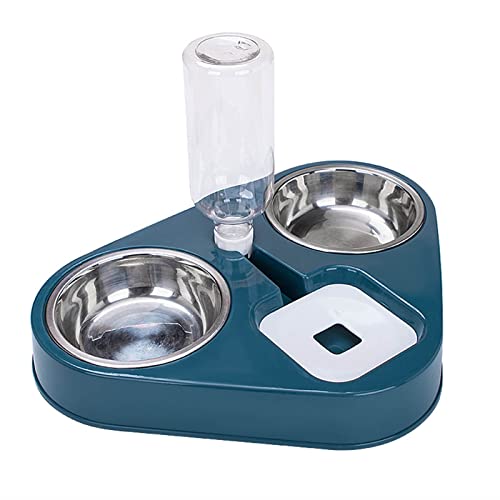 Doppelter Hundenapf Automatisch Wasserfütterung Set Edelstahl Futternäpfe Kunststoff Wasserflasche für Katzen Welpen Kleine Hunde