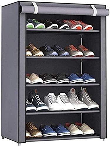 TEmkin Schuhschrank für Zuhause, Schuhregal, Aufbewahrungsregal, Schuhregal mit Schuhregal aus Oxford-Gewebe für Schuhe, höhenverstellbar, bis zu 15 Paar Schuhkarton (grau)