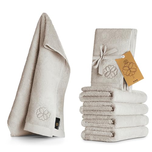 Liebenstein® [6er Premium Handtücher Set - 50x100 cm - Handtuch Set aus feinster Baumwolle mit 550 g/m² - außergewöhnlich weich und saugstark (beige)