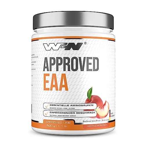 WFN Approved EAA - Eistee-Pfirsich - 500g Dose - 9 Essentielle Aminosäuren + L-Histidin - Instant EAA Pulver - Vegan - 35 Portionen - Made in Germany - Extern laborgeprüft