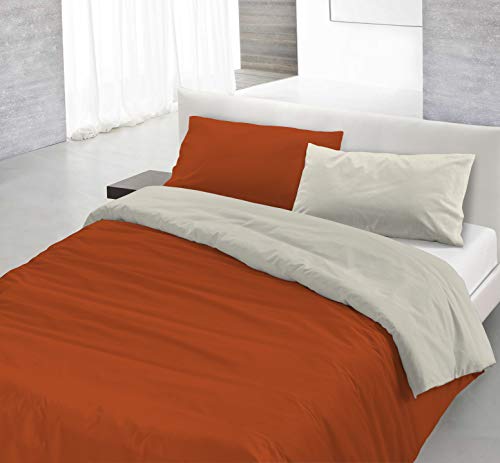 Italian Bed Linen Natural Color Doubleface Bettbezug, erdig/Creme, Doppelte