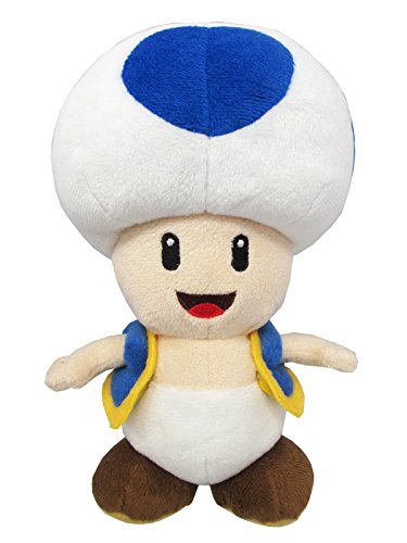 Super Mario All Star Collection Blue Toad, 8-Inch Plush