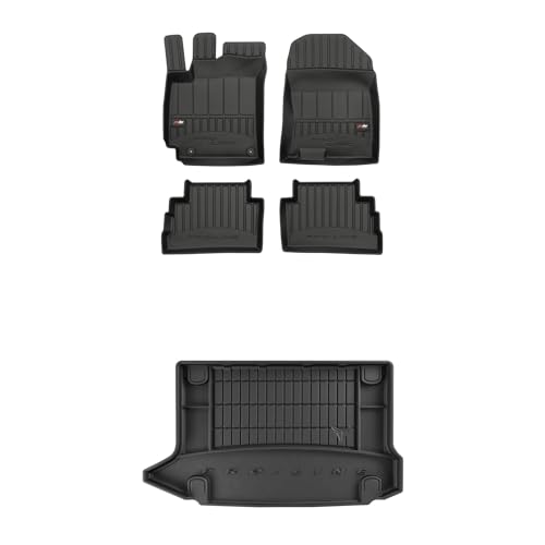 FROGUM ProLine 3D EIN Satz Gummimatten Exklusiven Auto Fußmatten und Kofferraumwanne Kofferraummatte für Hyundai Kona I 2017-2023 | Die höchsten Kanten