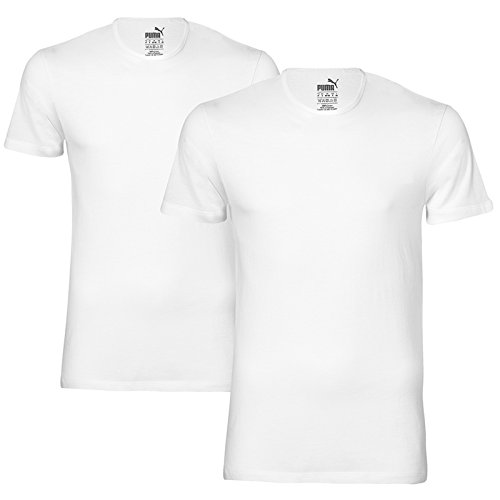 Puma Herren Bodywear Basic T-Shirt 2er Pack, weiß, XL, 652001001