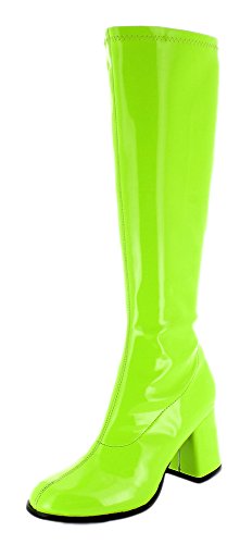 Das Kostümland Gogo Damen Retro Lackstiefel - Grün Gr. 40 - Tolle Schuhe zur 70er 80er Jahre Disco Hippie Mottoparty
