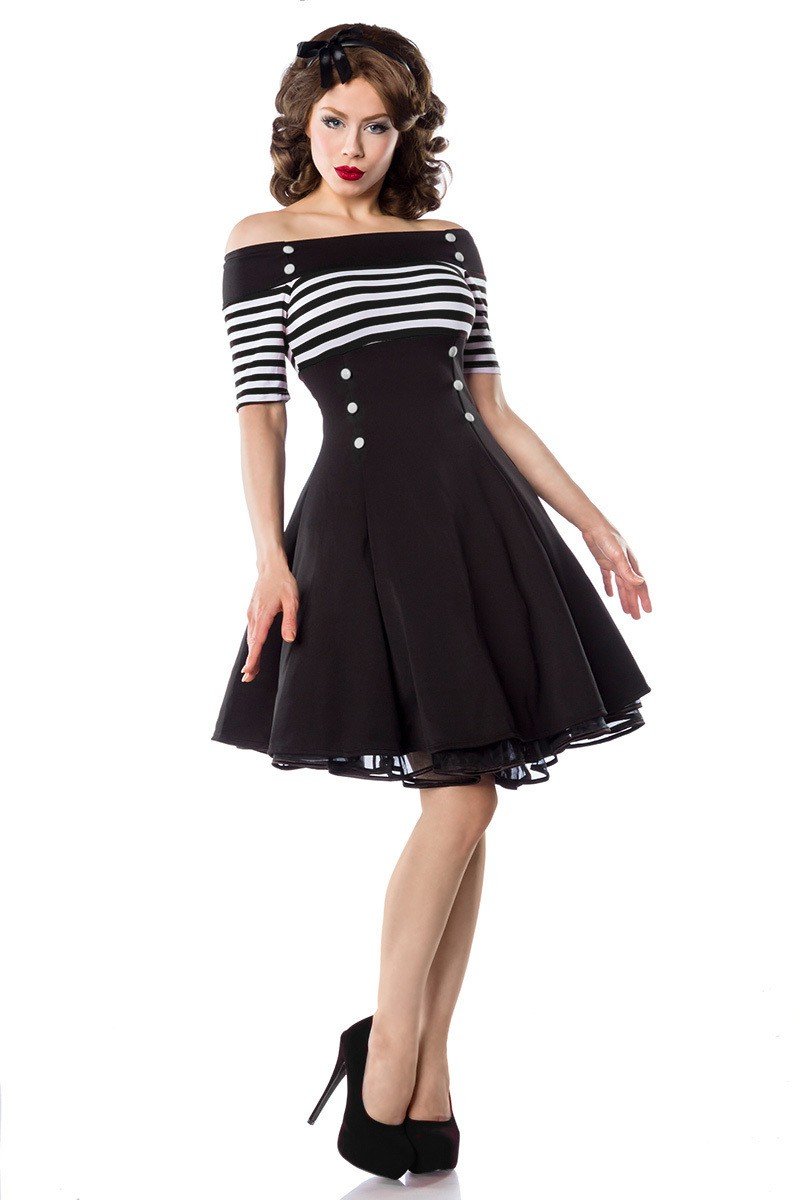 Belsira - Vintage-Kleid - schwarz/wei?/Stripe - XL