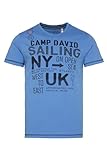 Camp David T-Shirt Rundhals mit Print Artwork Sky Blue M