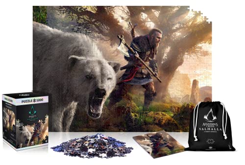 GOOD LOOT Assassin's Creed Valhalla Eivor & Polar Bear Puzzles Premium Box Sack Poster Computerspiel Spielepuzzles für Jugendliche und Erwachsene Inspiriert Durch EIN Computerspiel 1000 Teile