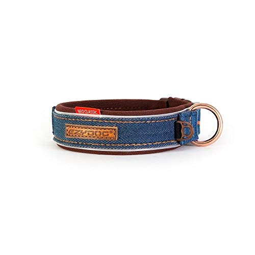 EzyDog Neo Hundehalsband - Halsband Hund Neopren Gepolstert | Halsbänder für Große, Mittelgroße, Mittlere & Kleine Hunde Größen | Reflektoren für Perfekte Sichtbarkeit (S, Denim)