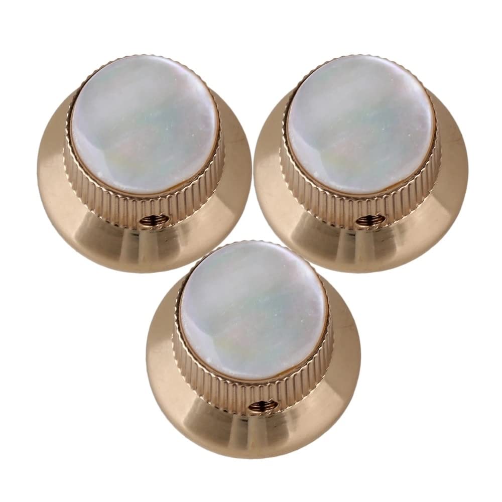Accessories 3x Gold/Black Shell Pearl Top top hat metal Knobs for Electric guitar 6.5mm diameter durable (Color : Gold)
