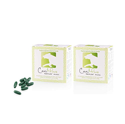 CaniMove Doppelpack (2 x 100 Kapseln) Senior Maxi: Ergänzungsfuttermittel zur Unterstützung von Augen und Gehirn bei Gedächtnisproblemen sowie altersbedingten Augenproblemen (Trübung, Trockenheit).