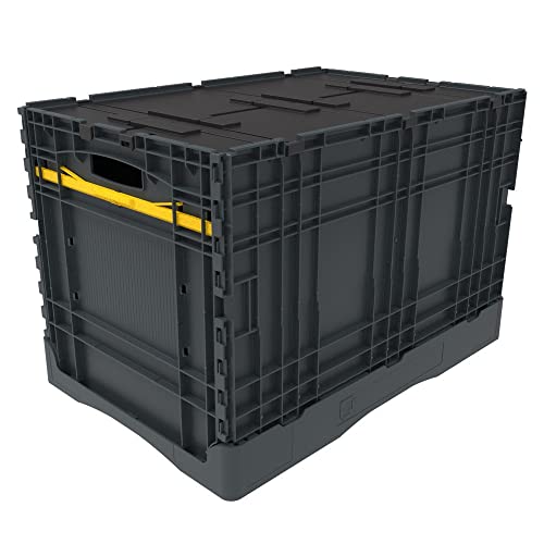 HEMMDAL Profi Klappbox mit Deckel | HxBxT 40 x 60 x 40 cm | 80 L Fassungsvermögen | Faltbox | Mehrweg-Transportbox zum Einklappen | leicht & widerstandsfähig | stapelbar | 5:1 Stapelverhältnis