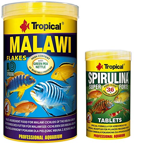 Tropical 1000 ml Malawi Flocken + 250 ml Spirulina Forte 36% Tabletten