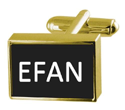 Gravierte Box Goldton Manschettenknöpfe Name – Efan, One Size