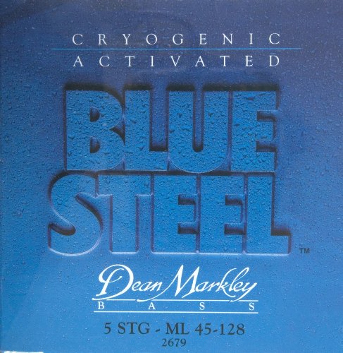 Dean Markley 2679 Blue Steel Saiten für Bassgitarren, Stärke ML .045-.128, 5 Stück, Blue Steel Bass ML 2679, blau