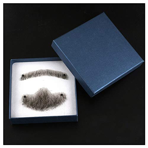 XPIT Fake Beard Hand Made 100 Prozent Echthaar-Spitze-bequeme unsichtbare Haar-Schnurrbart for Männer (Color : HX 04)