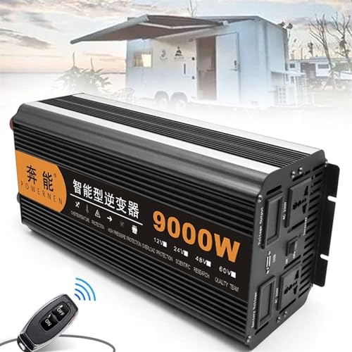 SinusInverter Pure Power Inverter 6000W 8000W 9000W 12000W 15000W Pure Sine Wave Power Inverter 12V 24V auf 220V 230V mit Dual AC Outlet,für Auto,Boot,Camping,RV (Color : 9000W, Size : 12V)