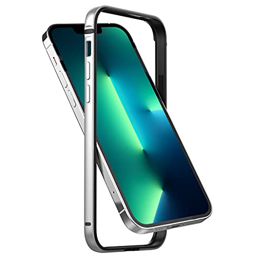 Arktis Hülle kompatibel mit iPhone 13 Pro, AirZero Alu Bumper Rahmen - Silber kabelloses Laden möglich Aluminium ultradünn federleicht