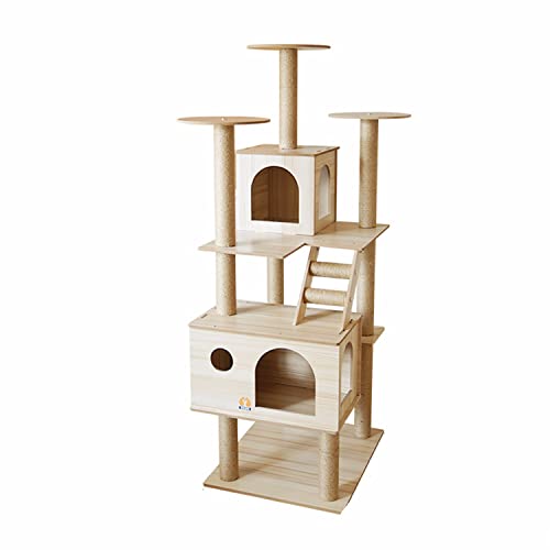 WSYKC 6 Schicht, 1550mm Großer Katzenkletterturm, Moderner Katzenbaum Für Große Katzen, Für Innenkatzen Mit Holzkatze, Hängematte Und Kratzerpfosten