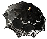 Jellbaby Weißer Hochzeits-Sonnenschirm mit Spitze, viktorianisches Damenkostüm-Accessoire, Brautparty-Dekoration (schwarz)