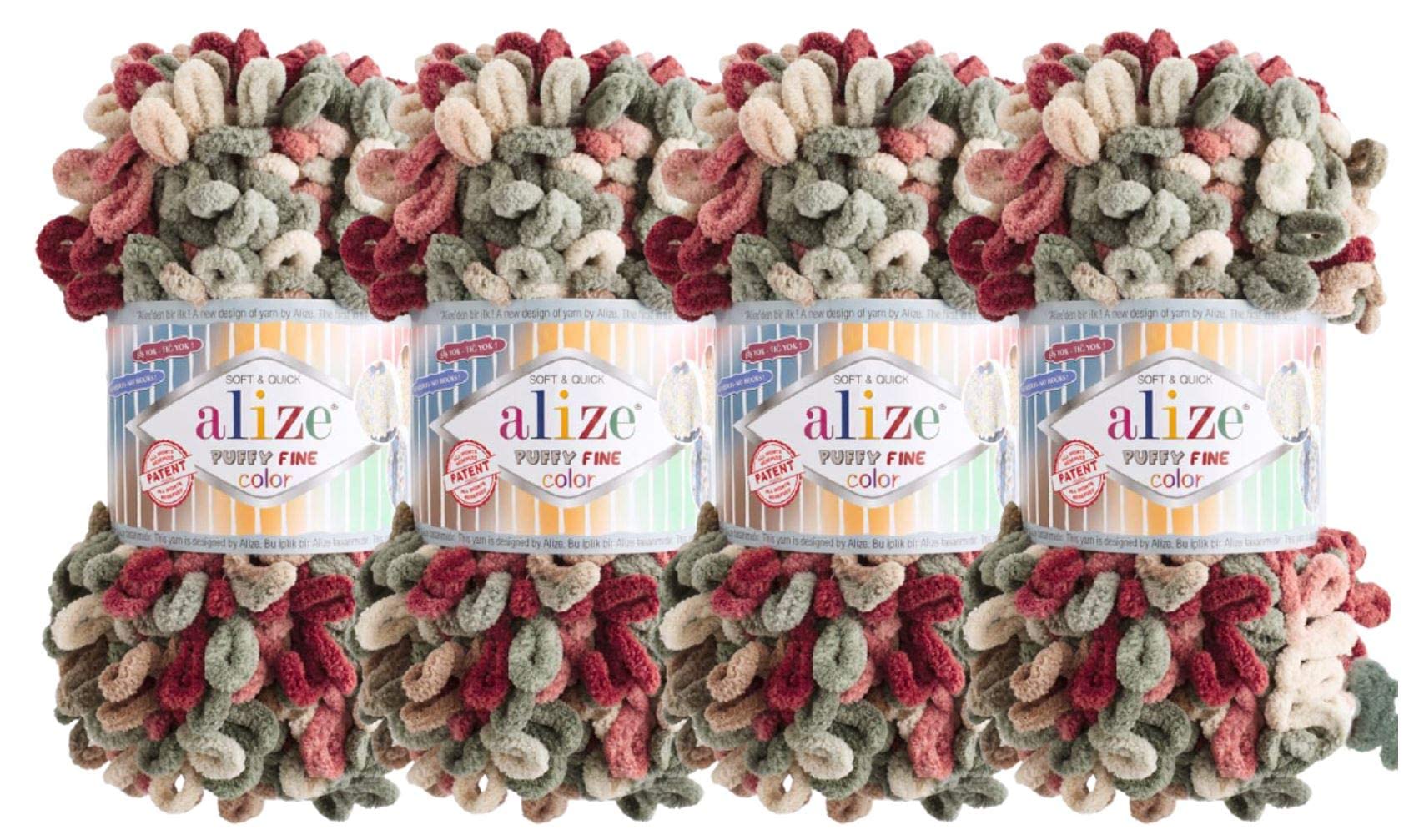 Alize Puffy Feine Farbe Baby Decke Kleine Schleife 100% Micropolyester Weiches Garn Lot von 4skn 400gr 60yds (6039)