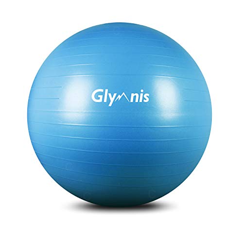 Glymnis Rutschfester Gymnastikball mit maximaler Belastung von 300 kg,Pumpe für Pilates,Yoga und Fitness 75cm blau
