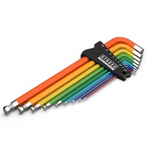 STROXX® Innensechskantschlüssel-Set 9tlg. |farbig| 1,5-10mm | Winkelschraubendreher | Innensechskant | mit Kugelkopf