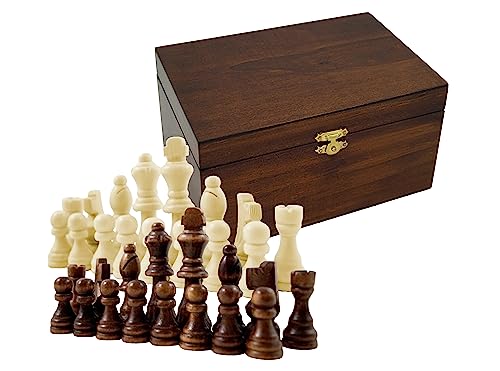 Schachfiguren aus Holz mit Filzgleiter Gr. L in Holzbox (Königshöhe 79 mm)
