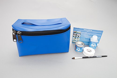 Set: PVC Tasche + Kleber Kit, (blau) abnehmbar f. Schlauchboote aus Valmex PV-K4