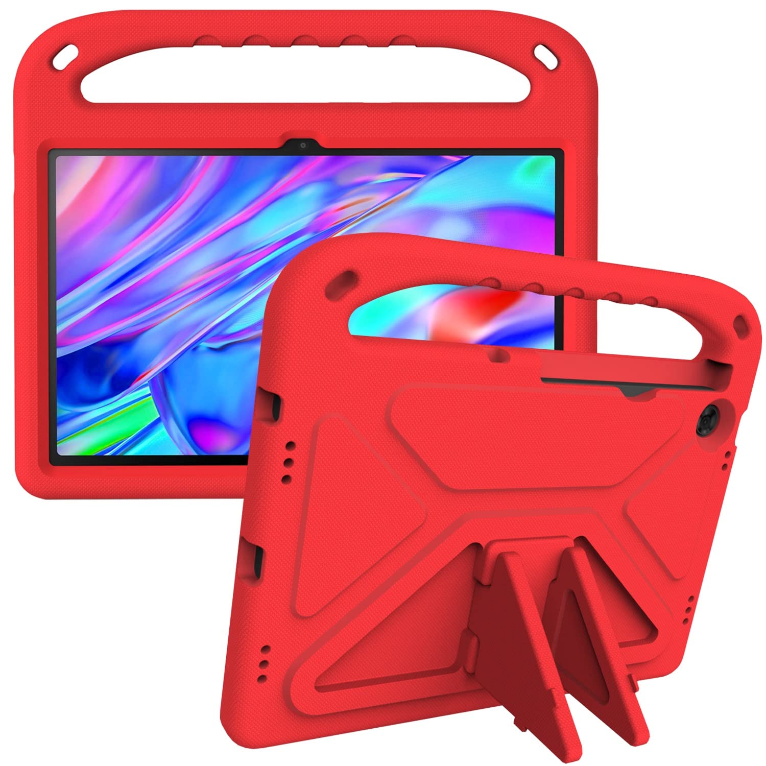 Heavy Duty Rugged Schocksicherheit Kids Case for Lenovo Tab M10 Plus 3rd Gen 10,6 Zoll 2022, Leichter Gewichtsschock -Proof -Griff Ständer Kinderfreundlicher Schutzschutzgehäuse (Color : RED)