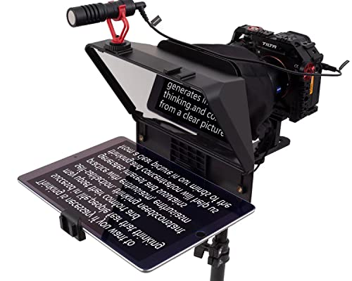 Inmei A10 Teleprompter Tragbare Smartphone DSLR Kamera Teleprompter Prompter mit Telefonhalter Fernbedienung für Videoaufnahmen Live-Streaming Interview Bühne Präsentation Rede Video Making Tools