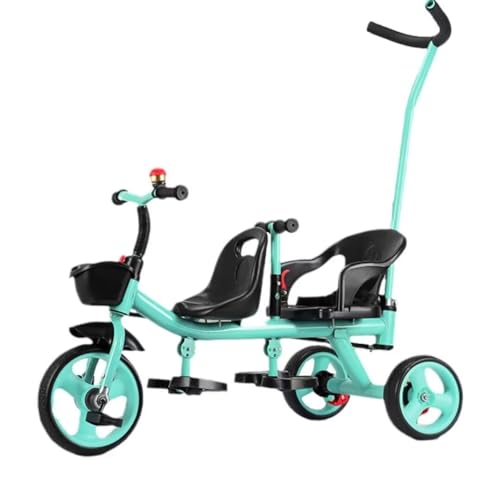 Kinderwagen für Kleinkinder mit Schubstange für Eltern, Trolley für Kinder im Alter von 2 bis 5 Jahren, Dreirad mit zwei Sitzen für Zwillinge, Dreiräder für Kinder, Rücksitz mit Armlehne und Gurt