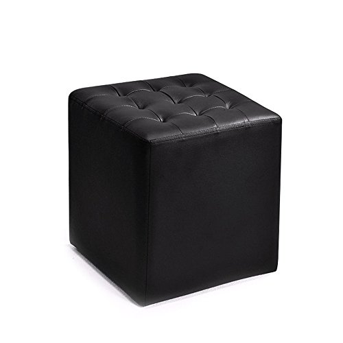 Tritthocker Lederhocker Gepolsterter Fußhocker Ottoman Gepolsterter Schuhhocker Kleines Sofa Hocker Cube Bank (Color : Black)