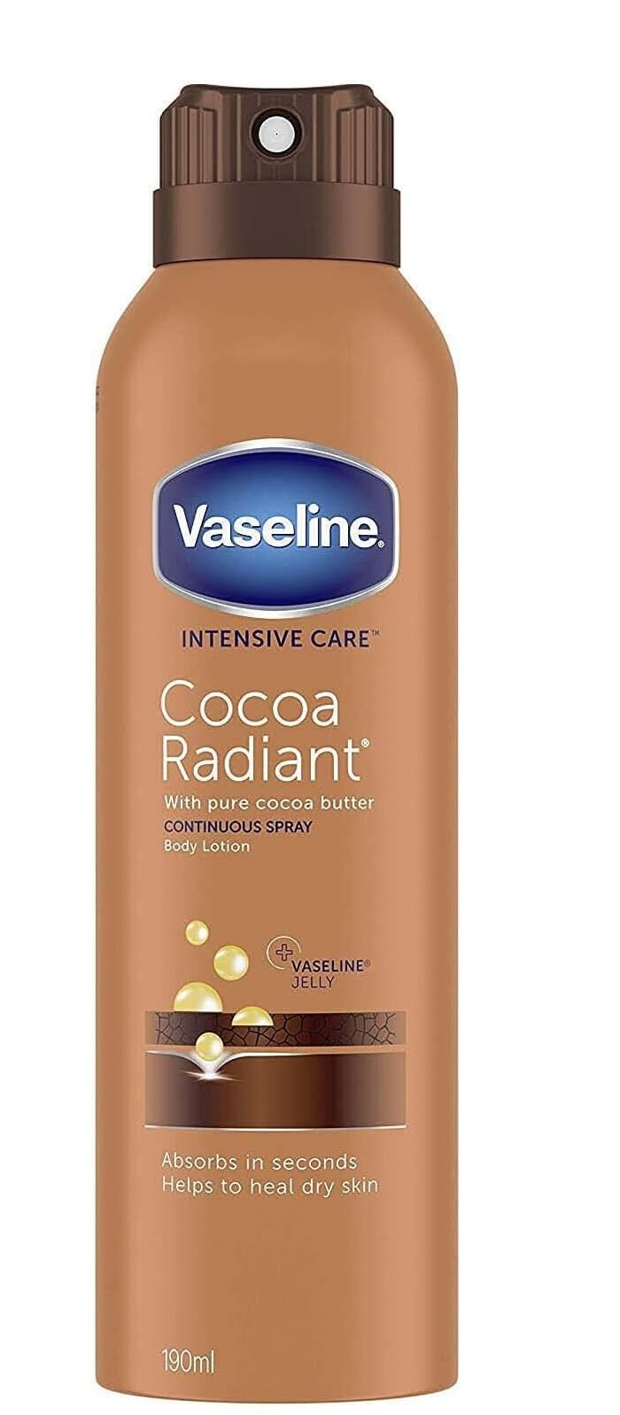 6er Pack - Vaseline Body Lotion Spray - Kakao Radiant - repariert trockene Haut - 190ml