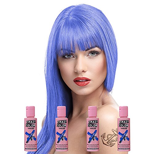 Crazy Colour Semi Permanent Hair Dye By Renbow Lilac No.55 (100ml) Box of 4