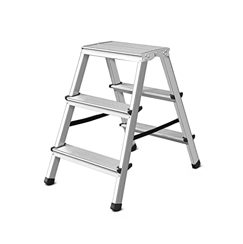 Trittleiter mit 3,4 oder 5 Stufen – doppelseitige Profi-Leiter aus Aluminium, bis zu 125 kg Belastung, Klapptritt für Haushalt, FORTENA (2x3 Stufen)