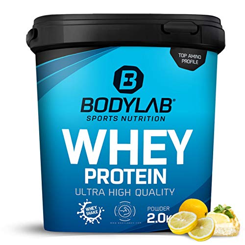 Bodylab24 Whey Protein 2kg | Eiweißpulver, Protein-Shake für Kraftsport & Fitness | Kann den Muskelaufbau unterstützen | Hochwertiges Protein-Pulver mit 80% Eiweiß | Aspartamfrei | Lemon Cheesecake